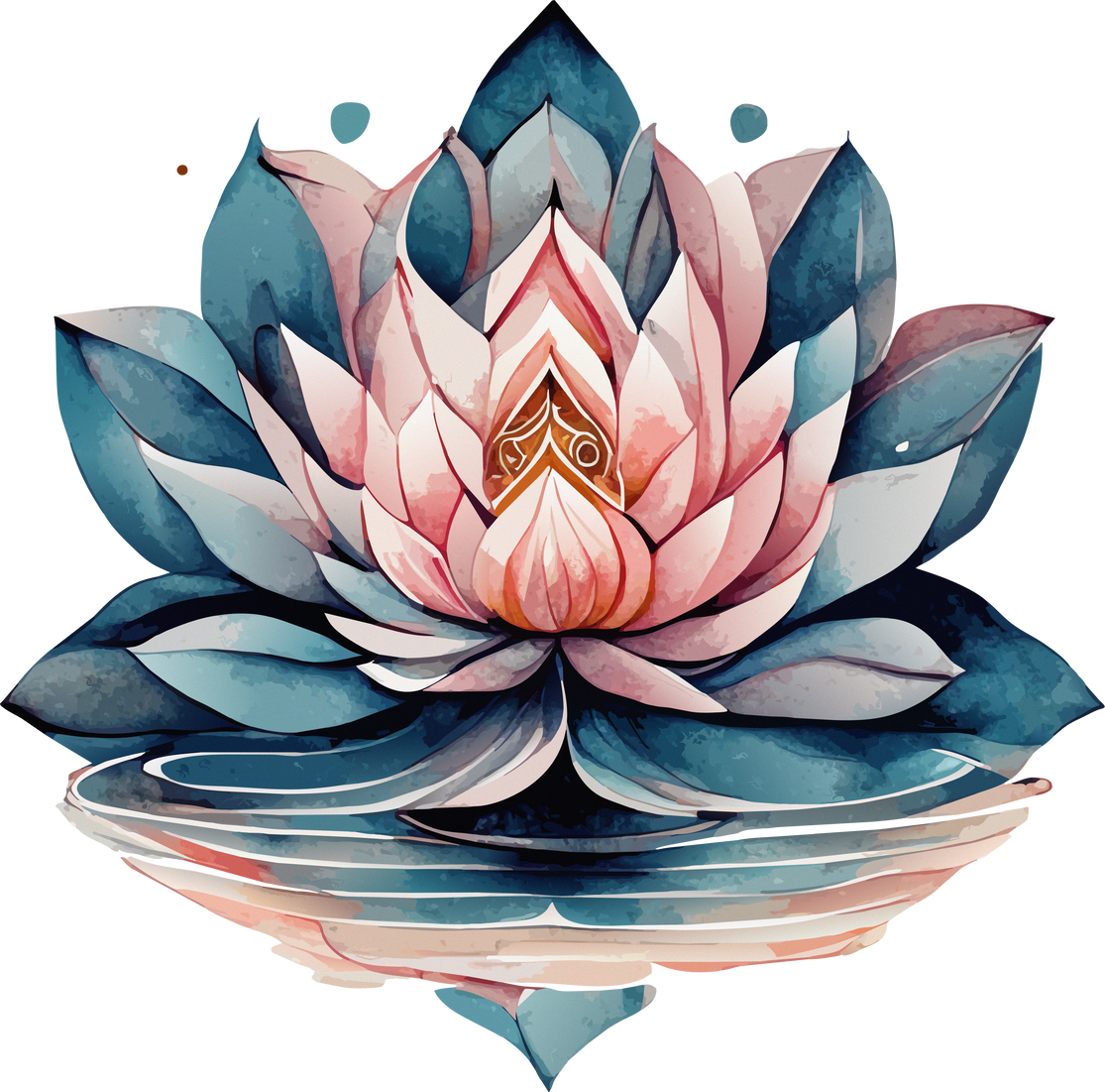 Watercolor lotus flower